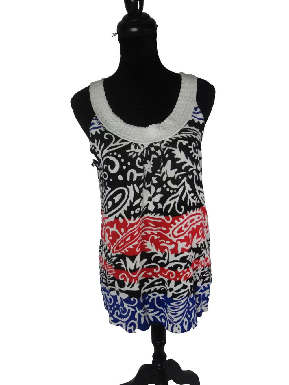Joseph A Womens Knit Tank Top Sleeveless Americana Print Size Medium  **NWT**